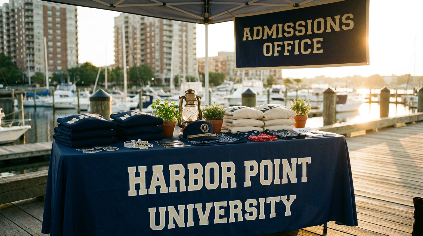 Harbor Point University Admissions Office pop-up table on the boardwalk