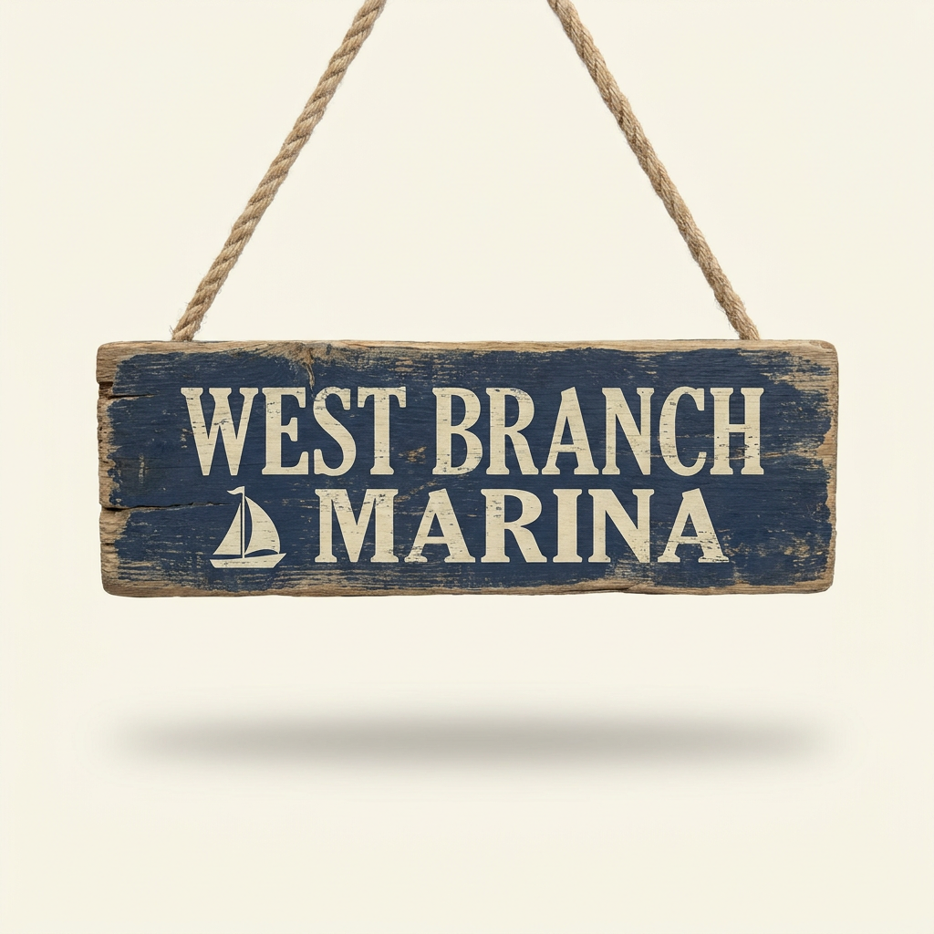 West Branch Marina Wood Sign